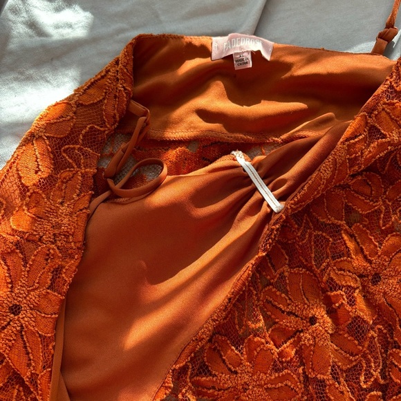 Orange Velvet Lace Top - Picture 3 of 3